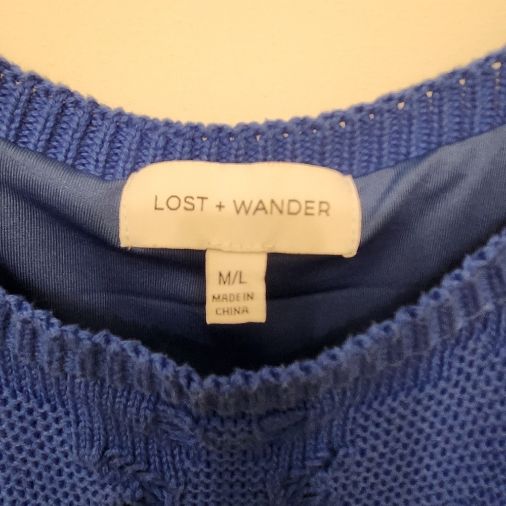 Lost + Wander Cellyssa Knit Mini Dress Blue - Picture 2 of 4